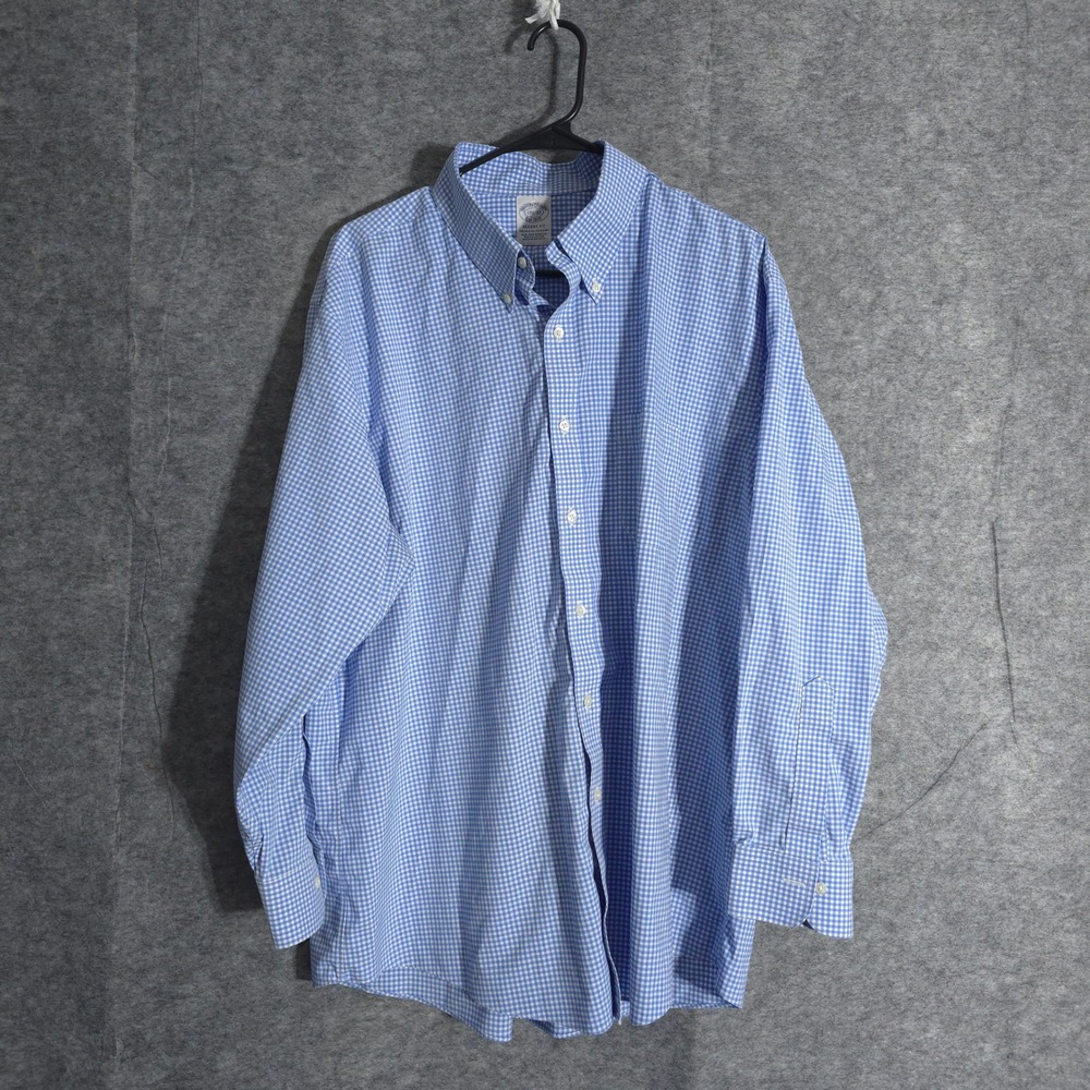 Brooks Brothers Regent Fit Blue Gingham Check Button Down Dress Shirt 17½-33
